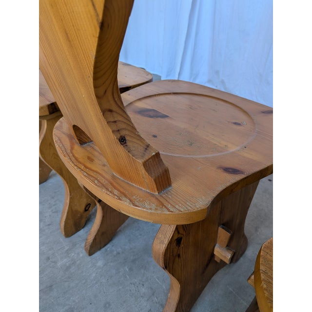 Vintage Tyrolean Wooden Heart Cut-Out Backrest Farmhouse Chair, 1970s, Set of 3 For Sale - Image 11 of 18