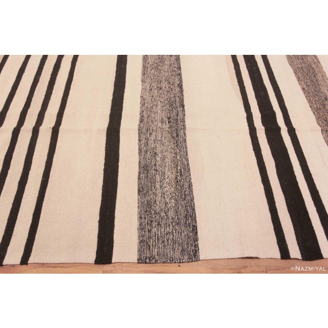 2020s Large Neutral White Black Modern Flatweave Kilim Rug For Sale - Image 5 of 6