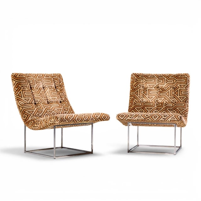 Milo Baughman for Thayer Coggin Mid Century Thin Line Scoop Chairs - Pair Each chair measures: 24.25 wide x 29 deep x...