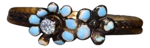 The Manvel: Ladies 14K Yellow Gold Cocktail Ring set with Old Mine Cut Diamond and Enamel