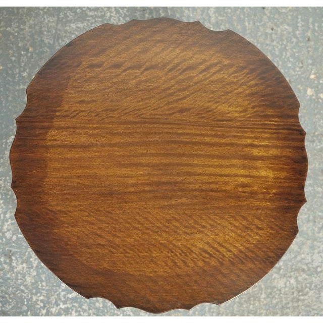 Wood Small Pie Crust Shaped Edges Hardwood Side Table For Sale - Image 7 of 10