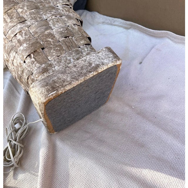 1970s Rustic European Woven Oak Painted Table Lamps With Shades - a Pair For Sale - Image 10 of 11