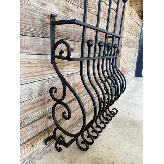 Mid-20th Century Hand-Forged Iron Window Grille With Sculptural Scrollwork For Sale - Image 4 of 12
