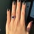Modern Tanzanite Diamond Halo Ring With Cathedral Shank: Solid 14k Gold, Oval 8.5x6.5mm, Size 6.75 For Sale - Image 3 of 5