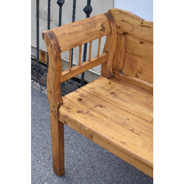 Brown Pine Camel-Back Bench or Settle For Sale - Image 8 of 12