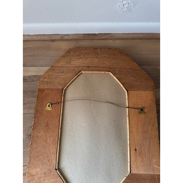 Mid 20th Century Mid Century Octagonal Reed & Rattan Wall Mirror With Faceted Frame For Sale - Image 5 of 7