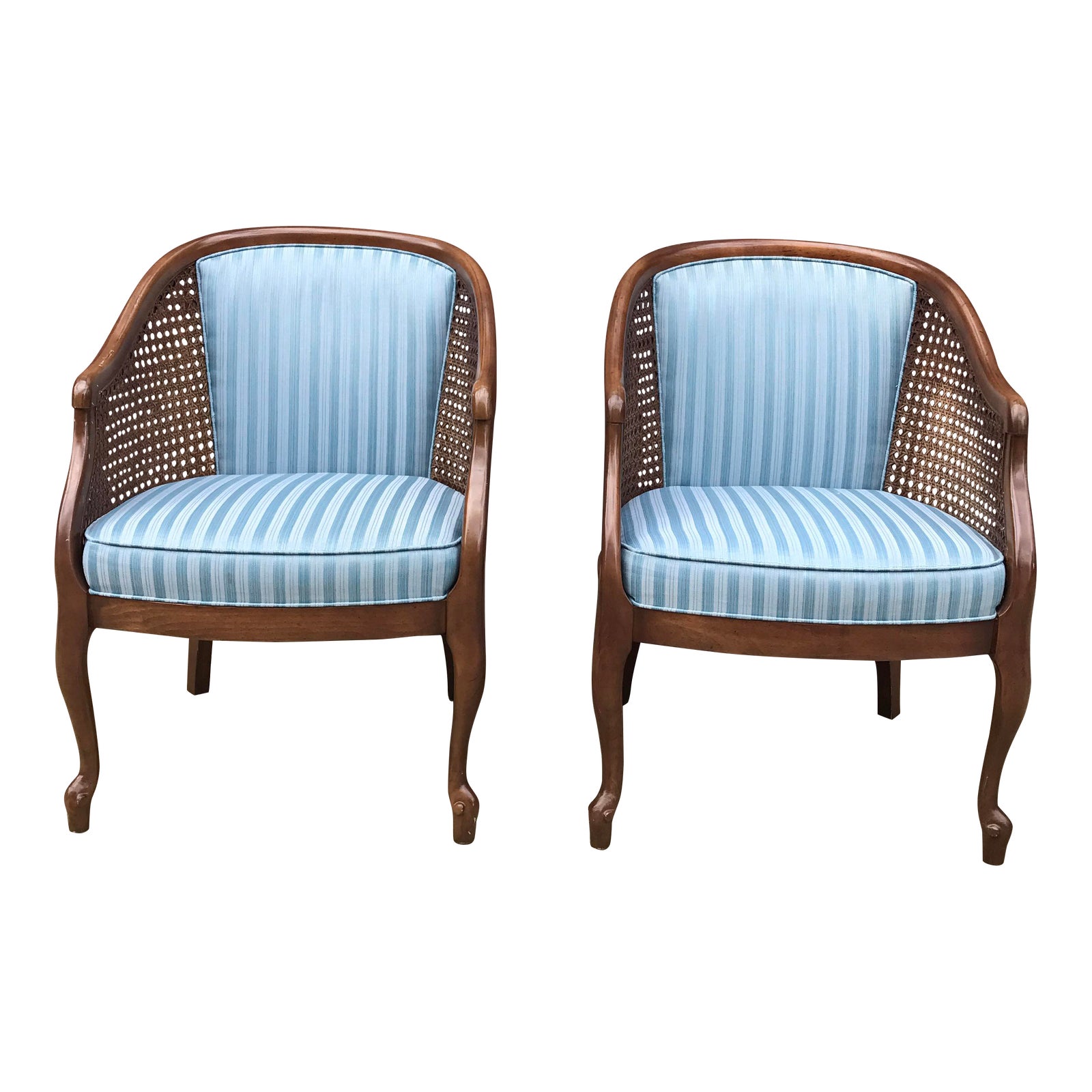 Vintage Cane Barrel Chairs A Pair Chairish