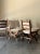 Set of 6 solid oak chairs from Germany featuring wedge joint X frames and newly upholstered in a high performance white...