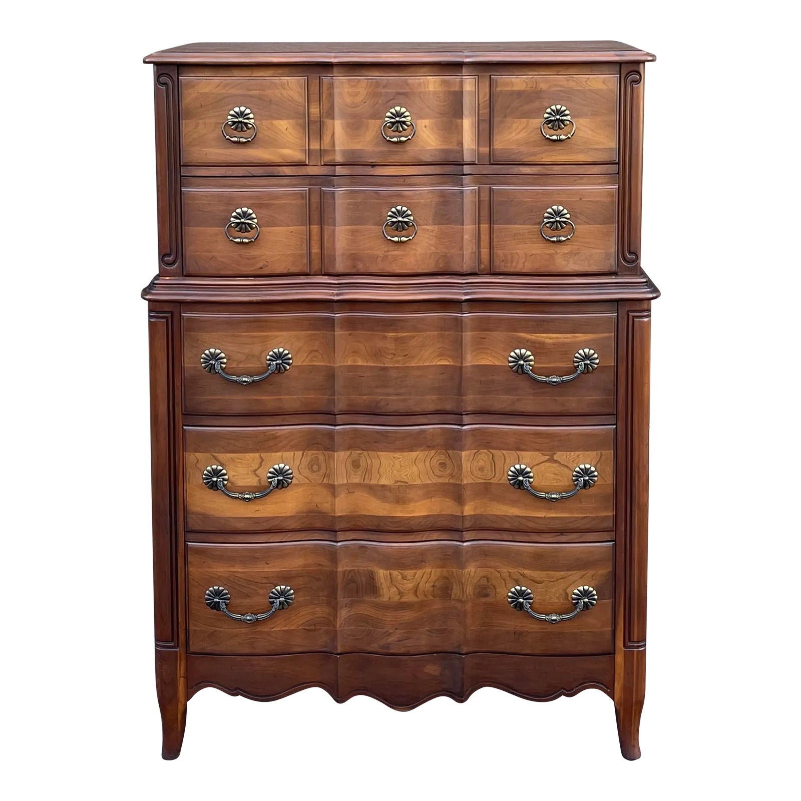 Mid 20th Century Paine Furniture Country French Cherry Serpentine Chest