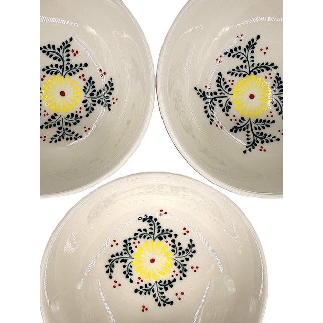 2020s Asian Modern Bat Trang Vietnam Multipurpose Ceramic Bowls Hand Painted in Yellow Floral Motif - Set of 6 For Sale - Image 5 of 8