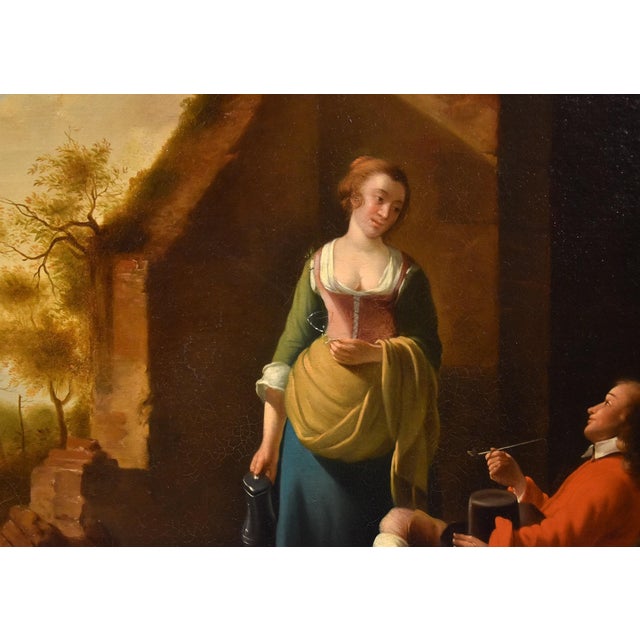 Follower of Jan Vermeer d'Utrecht, Genre Scene, 1750, Oil on Canvas, Framed For Sale - Image 8 of 12