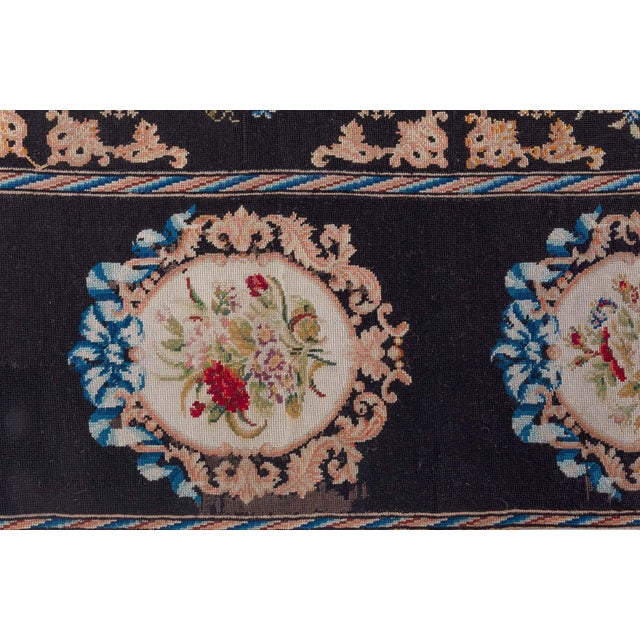French Antique European Needlepoint Rug For Sale - Image 3 of 5