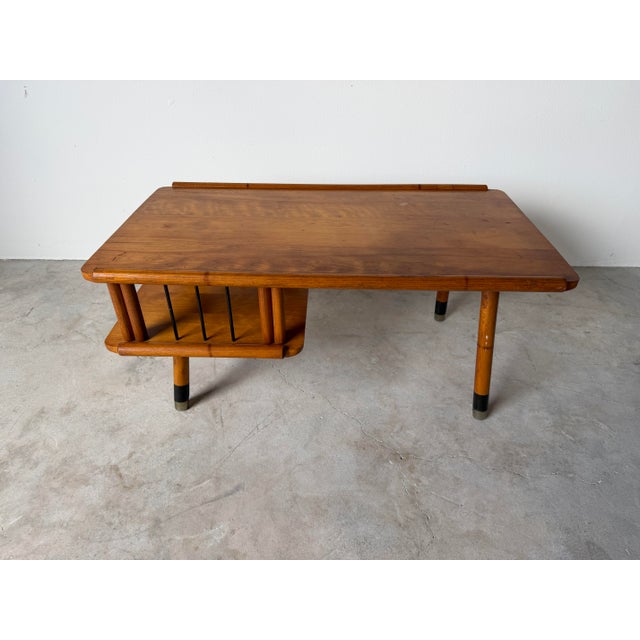 Mid-Century Modern 1970s Vintage Mid-Century Modern Two-Tier Wood Coffee Table With Magazine Rack For Sale - Image 3 of 15