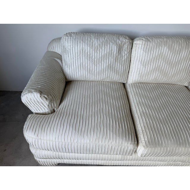 Vintage Century Furniture White Textured Fabric Three-Seater Sofa For Sale - Image 11 of 18