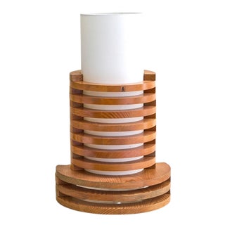 French Stacked Wood Table Lamp, 1970s For Sale