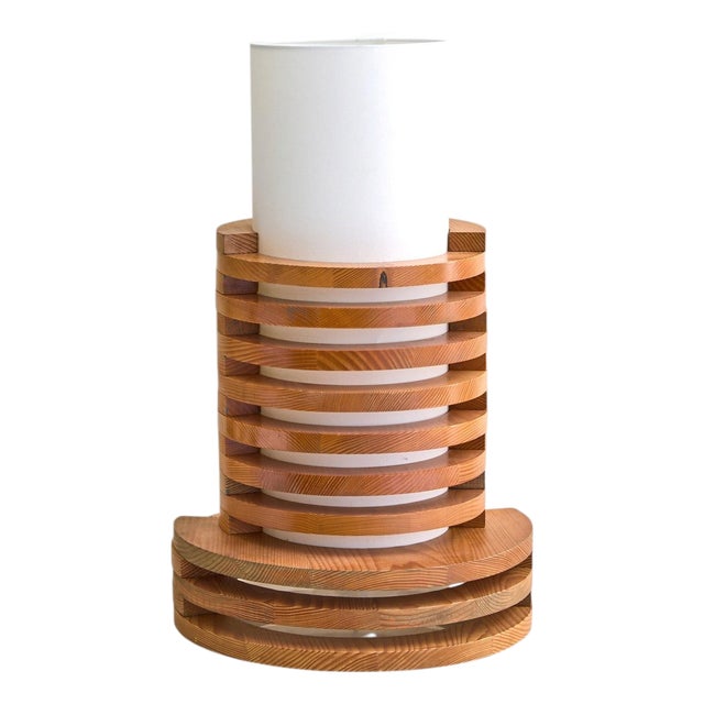 French Stacked Wood Table Lamp, 1970s For Sale