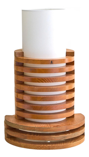 French Stacked Wood Table Lamp, 1970s