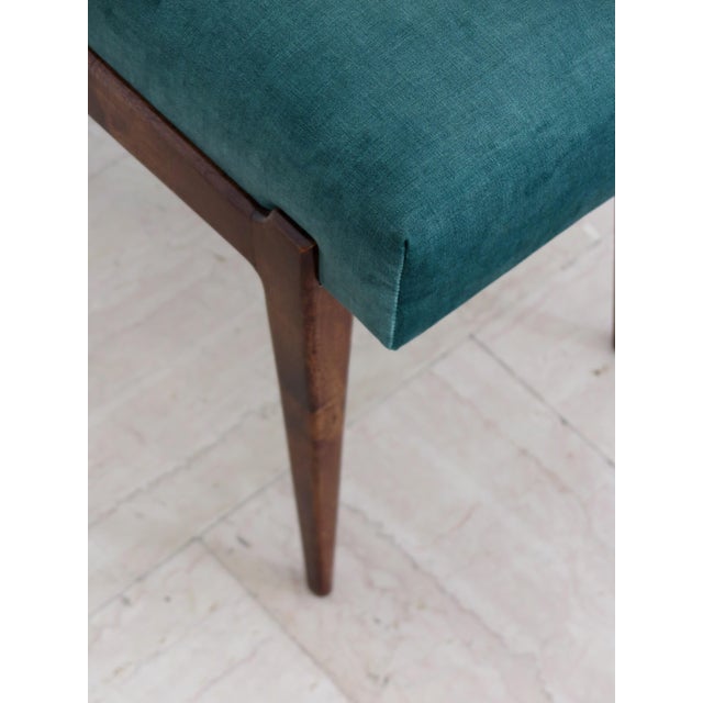 Italian Bench in Wood and Green Velvet, 1950s For Sale - Image 9 of 10