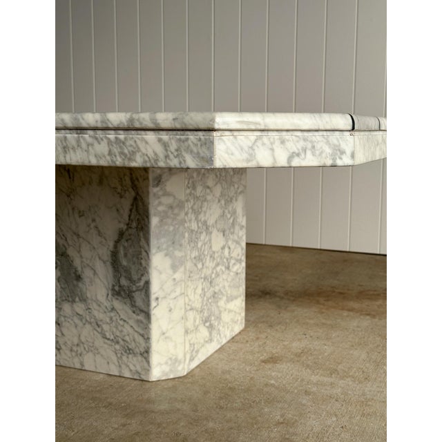 White Vintage Italian Inlaid Marble Coffee Table, C. 1970s For Sale - Image 8 of 15