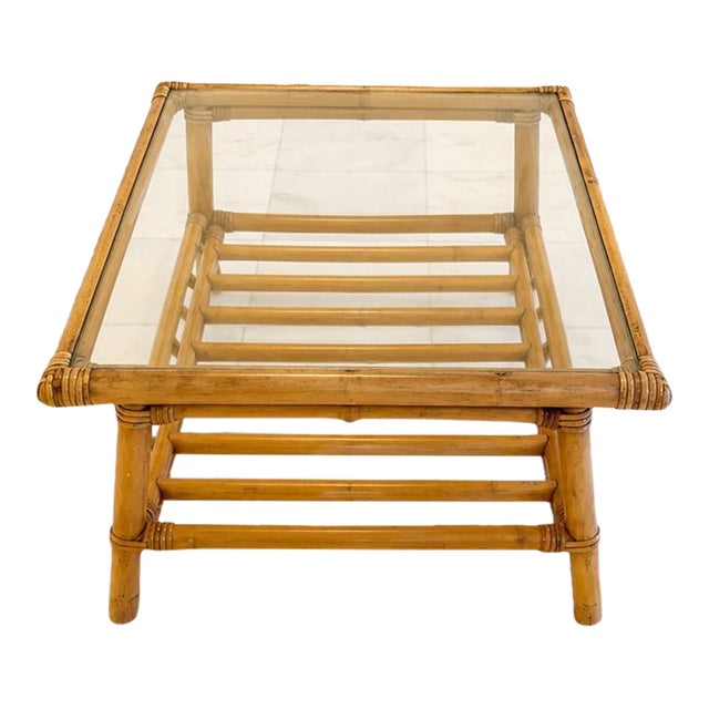 Vintage Rattan Coffee Table Attributed to Paul Frankl For Sale