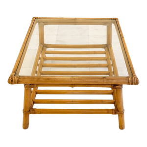 Vintage Rattan Coffee Table Attributed to Paul Frankl
