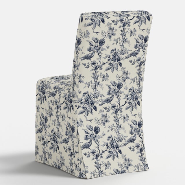 Textile Slipcover for Stoffer Home x Cloth & Company for Lindy Dining Chair in Bird Toile Navy For Sale - Image 7 of 7