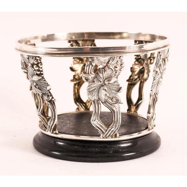 Metal Antique Silver-Plated Wine Bottle Coasters, 1890s, Set of 2 For Sale - Image 7 of 12