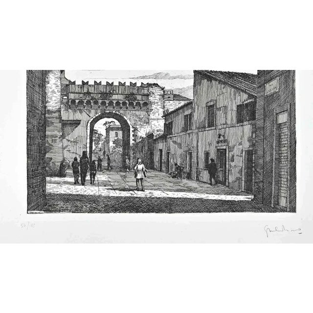 Borgo Pio - Rome is an original artwork realized by Giuseppe Malandrino. Original print in etching technique. Hand-signed...