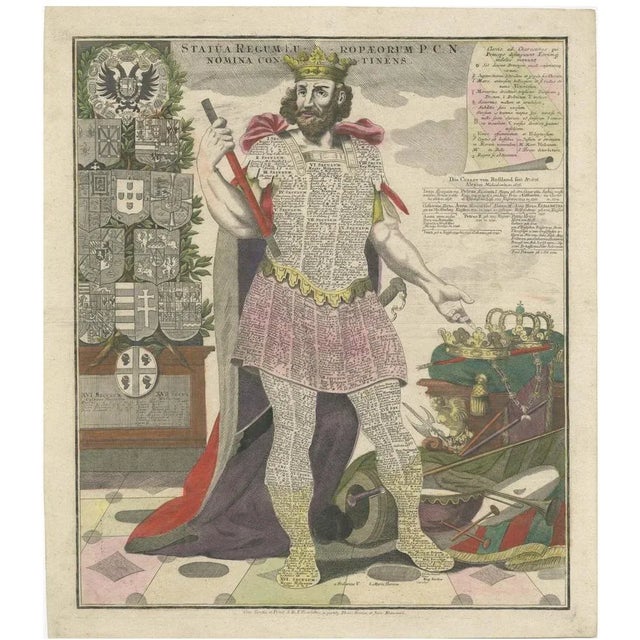 European Monarchies with Heraldry and Imperial Regalia, 1740, Paper For Sale - Image 9 of 9