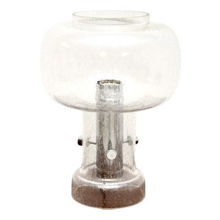 Vintage French Glass and Chrome Table Lamp, 1970 For Sale