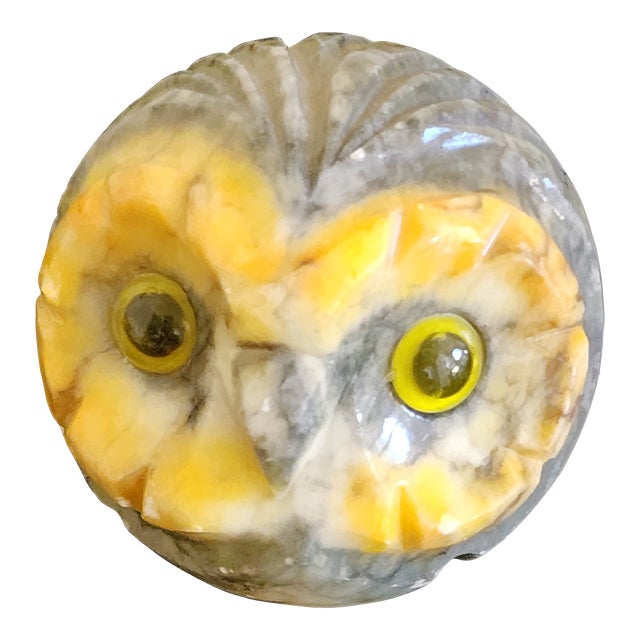 Vintage Handcrafted Alabaster Owl For Sale