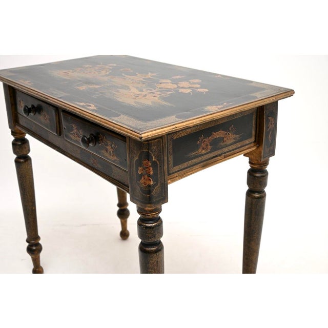 Antique Victorian Chinoiserie Lacquered Side Table, 1850s For Sale - Image 10 of 13