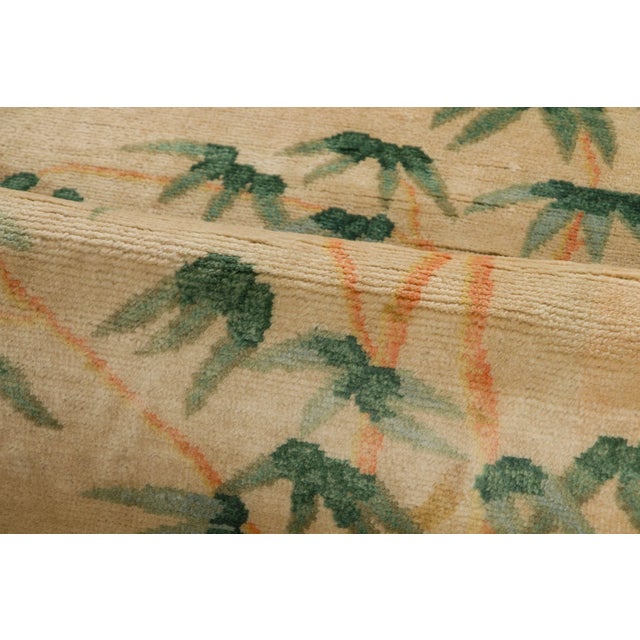Contemporary Chinese Deco Style Square Beige & Green Wool Rug by Rug & Kilim For Sale In New York - Image 6 of 8