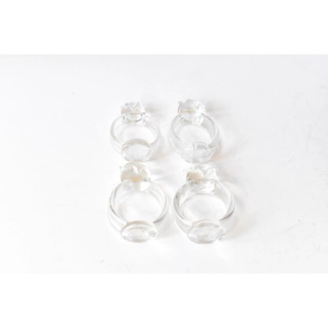 Mid 20th Century Vintage Owl Blown Glass Napkin Rings - Set of 4 For Sale - Image 5 of 9