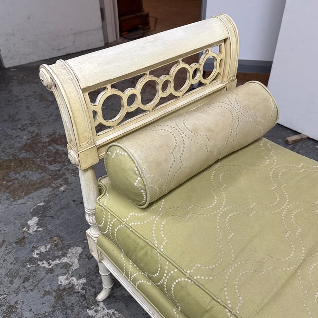Textile Drexel Heritage Neoclassical Brushed Linen Settee For Sale - Image 7 of 12