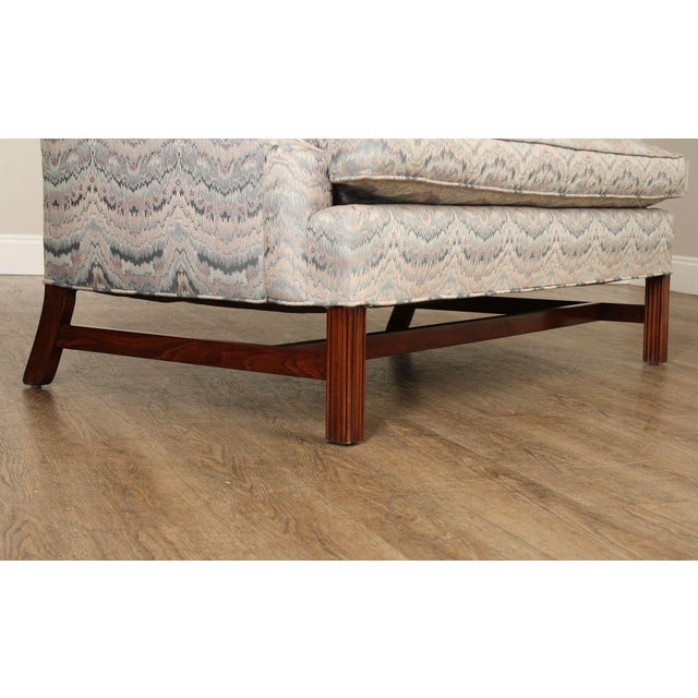 Blue Chippendale Style Tall Back Loveseat For Sale - Image 8 of 12