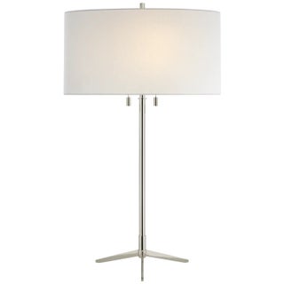 Thomas O'Brien by Visual Comfort Signature Caron Table Lamp in Polished Nickel with Linen Shade For Sale