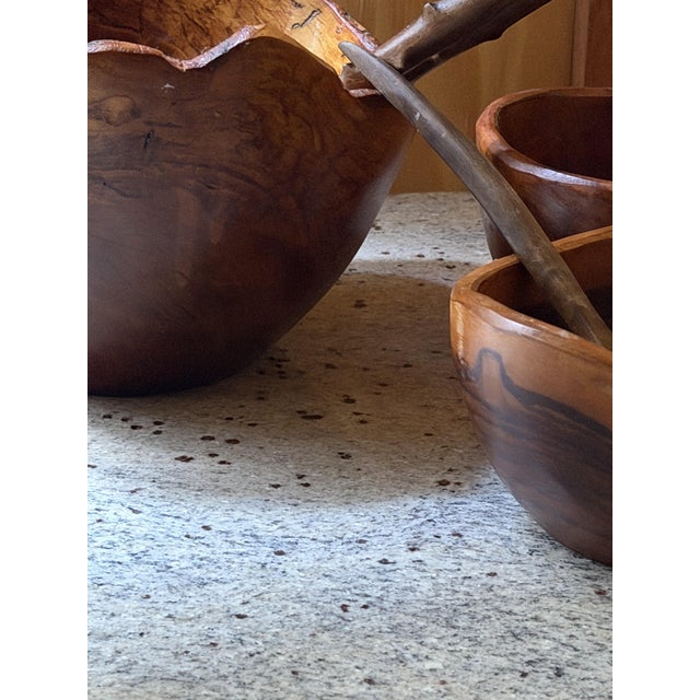 Hand-Carved Olive Wood Serveware, 1980s, Set of 16 For Sale - Image 14 of 18