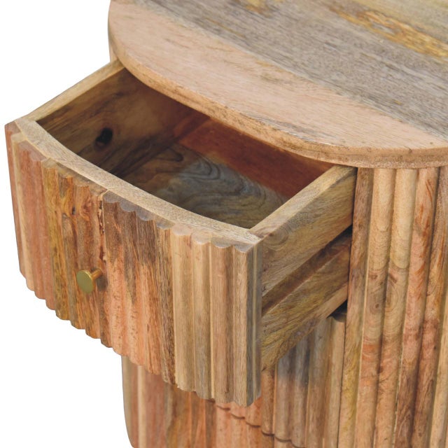 Transitional Oak-Tone Mango Wood Bedside Table With Ball Feet For Sale - Image 3 of 8