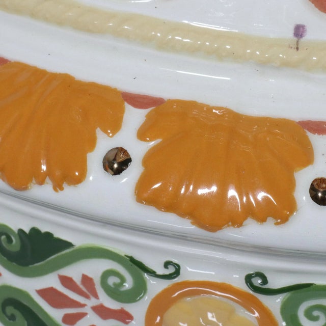 Monumental Florentine Hand Painted Signed Lamp with Caned Pagoda Shade For Sale - Image 10 of 12