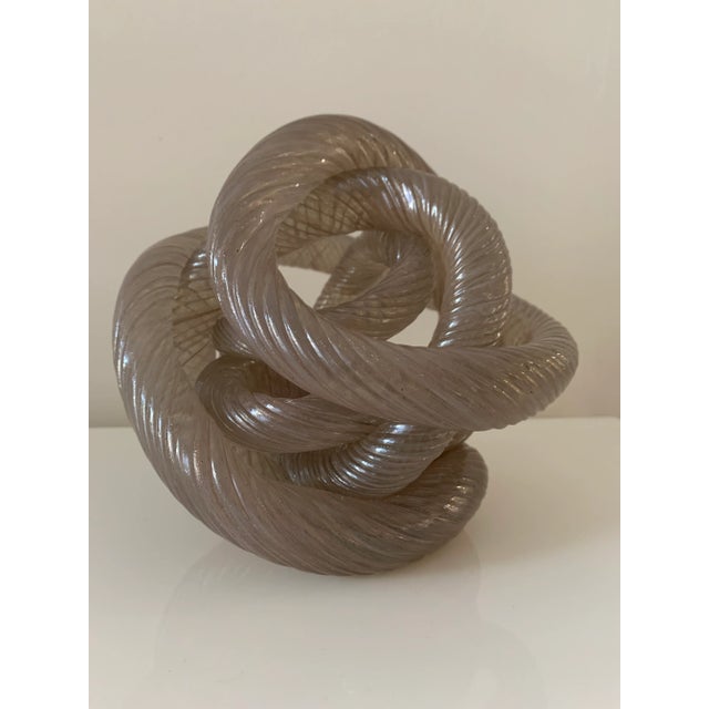 Glass Mid 20th Century Twisted Rope Glass Knot Sculpture For Sale - Image 7 of 10