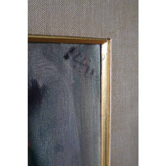 Signed Vintage Expressionist Portrait in Emerald Headscarf—Custom Gilt Frame For Sale - Image 11 of 18