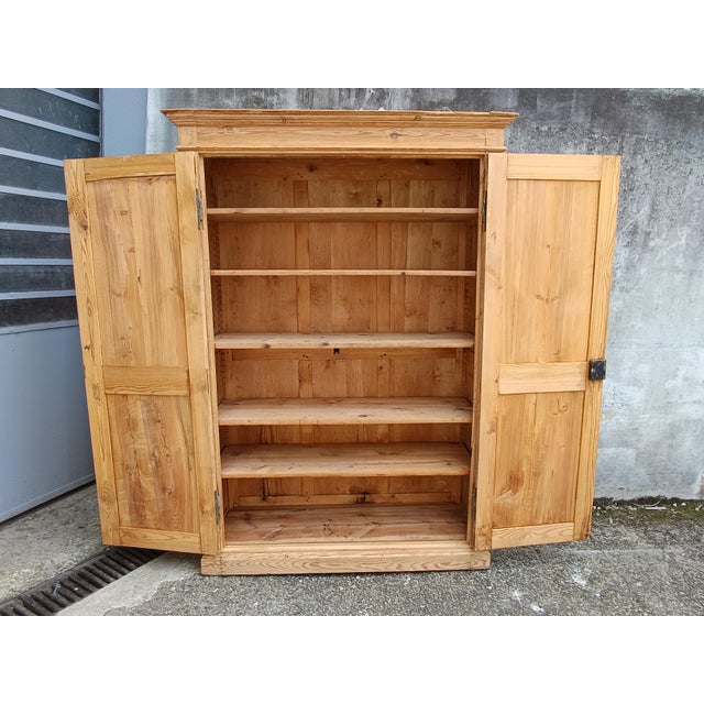 19th Century Antique Stripped Fir Wardrobe, 1890s For Sale - Image 5 of 18