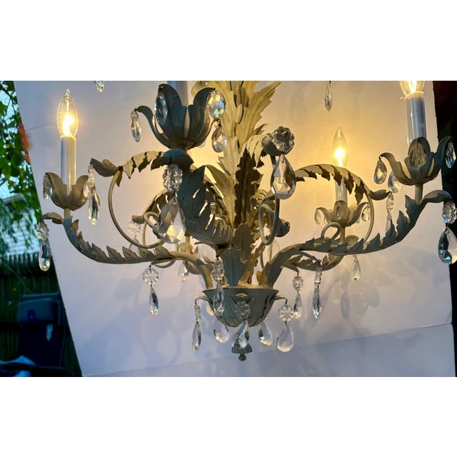 Vintage Gray 5-Light Hollywood Regency Palm Tree Chandelier Attributed to Hans Kogl For Sale - Image 9 of 11