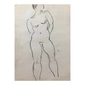 1950s Standing Female Nude Drawing