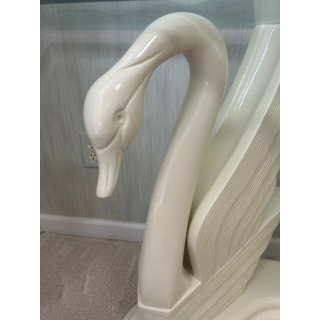 1970s Hollywood Regency Style Double Swan Console Table in the Style of Maison Jenson For Sale - Image 4 of 4