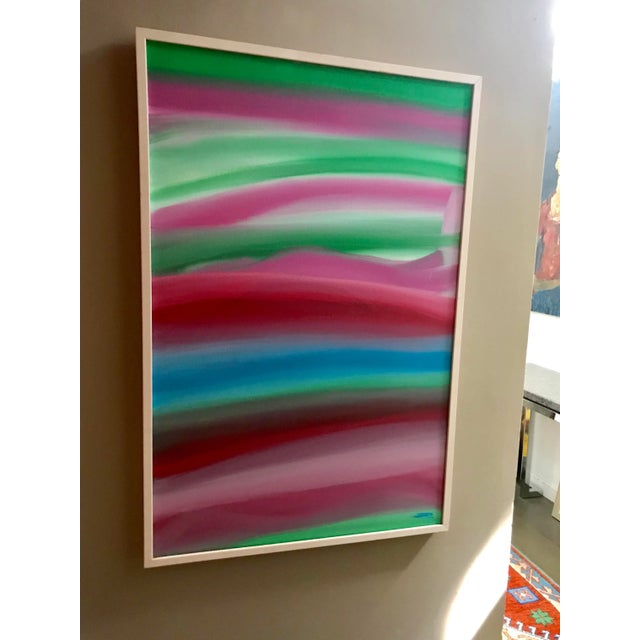 This bold colorful gem hails from the 1980s and was completed on board. Lush swaths of color to brighten any room along...