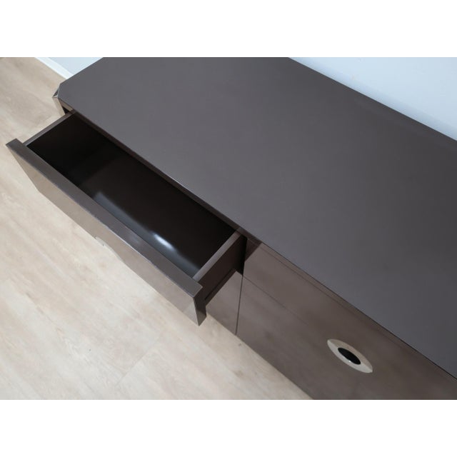 Small Dark Brown Laminate & Chrome Sideboard from Mario Sabot, 1970s For Sale - Image 12 of 15