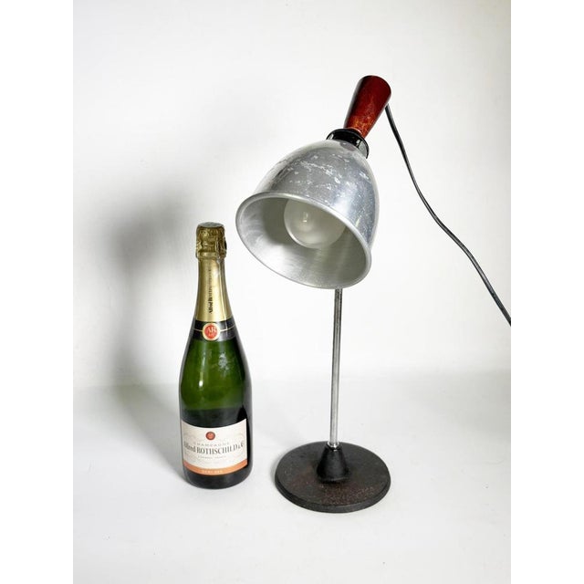 Industrial 20th Century Industrial Table Lamp with Aluminium Shade, France For Sale - Image 3 of 17