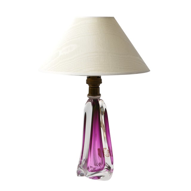 Mid-Century Purple Glass Table Lamp from Val Saint Lambert, 1950s For Sale